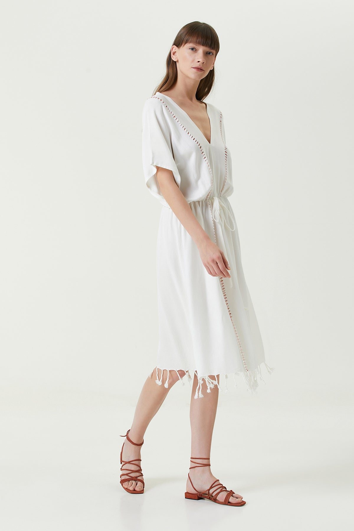 Irya-Serene Uzun Plaj Elbisesi Mercan Örgü Ajur-Elbise-4-Milagron.com