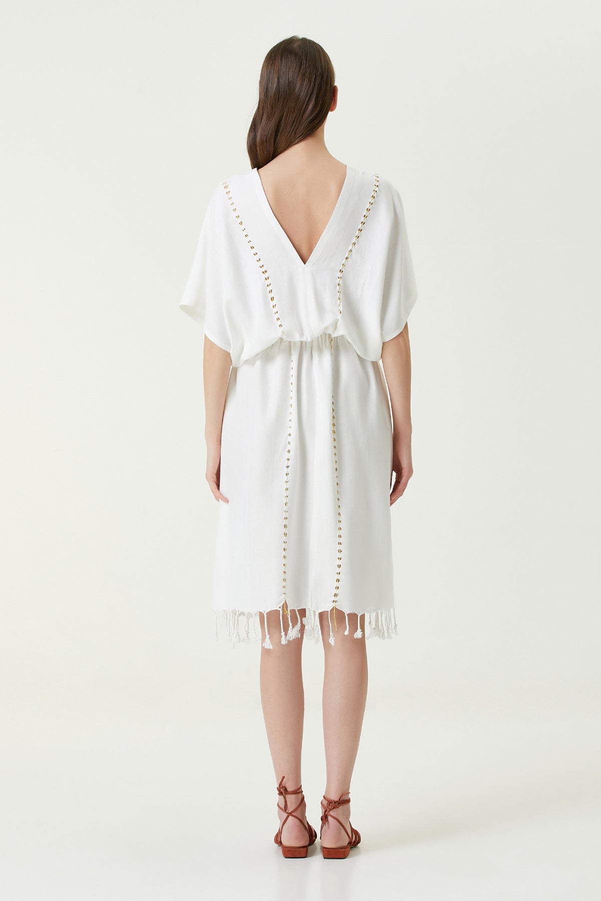 Irya-Serene Uzun Plaj Elbisesi Sarı Örgü Ajur-Elbise-5-Milagron.com