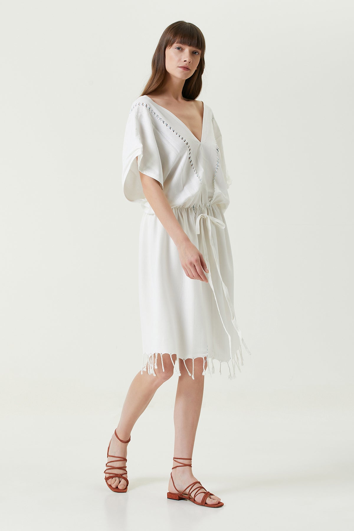 Irya-Serene Uzun Plaj Elbisesi Turkuaz Örgü Ajur-Elbise-1-Milagron.com