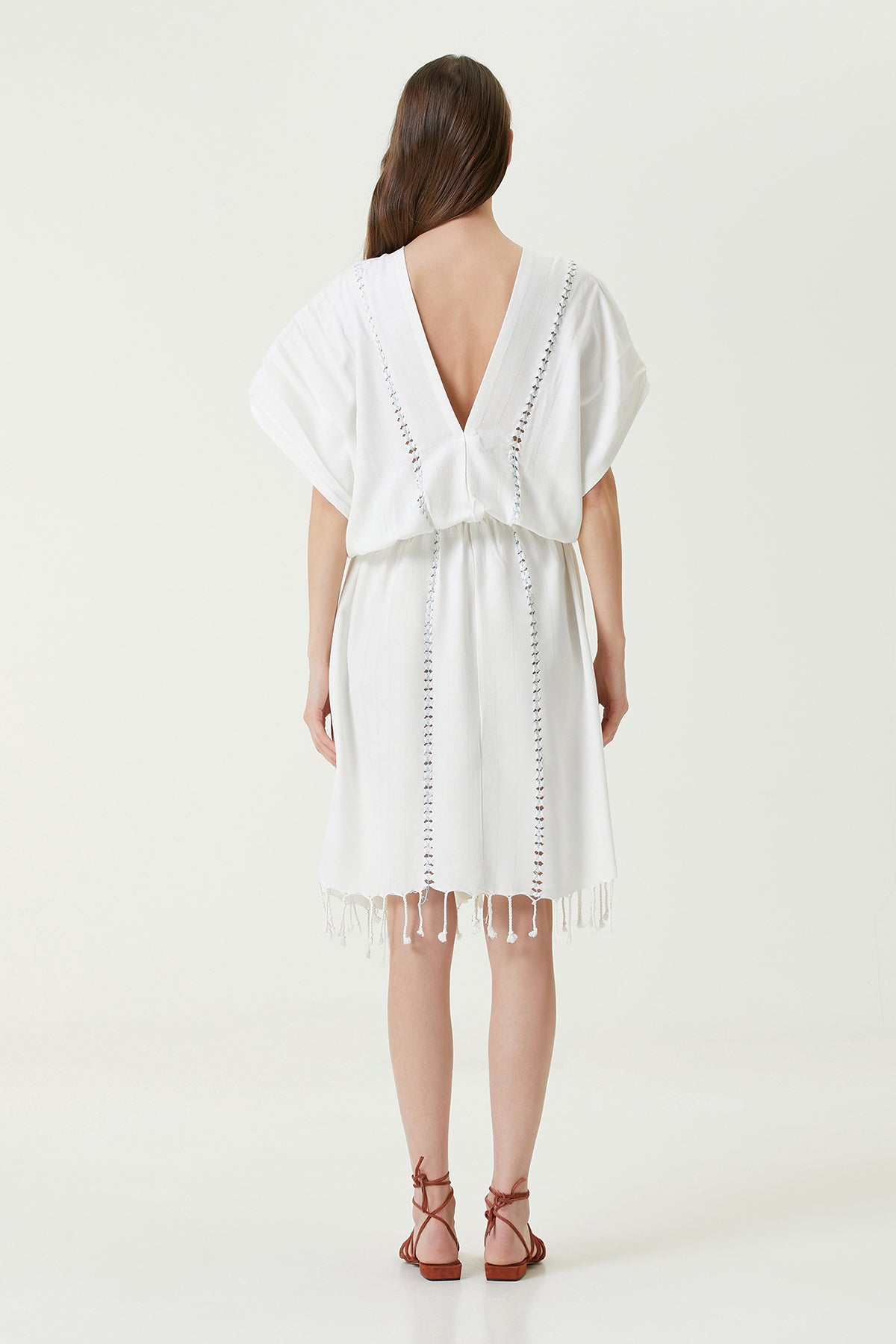 Irya-Serene Uzun Plaj Elbisesi Turkuaz Örgü Ajur-Elbise-5-Milagron.com