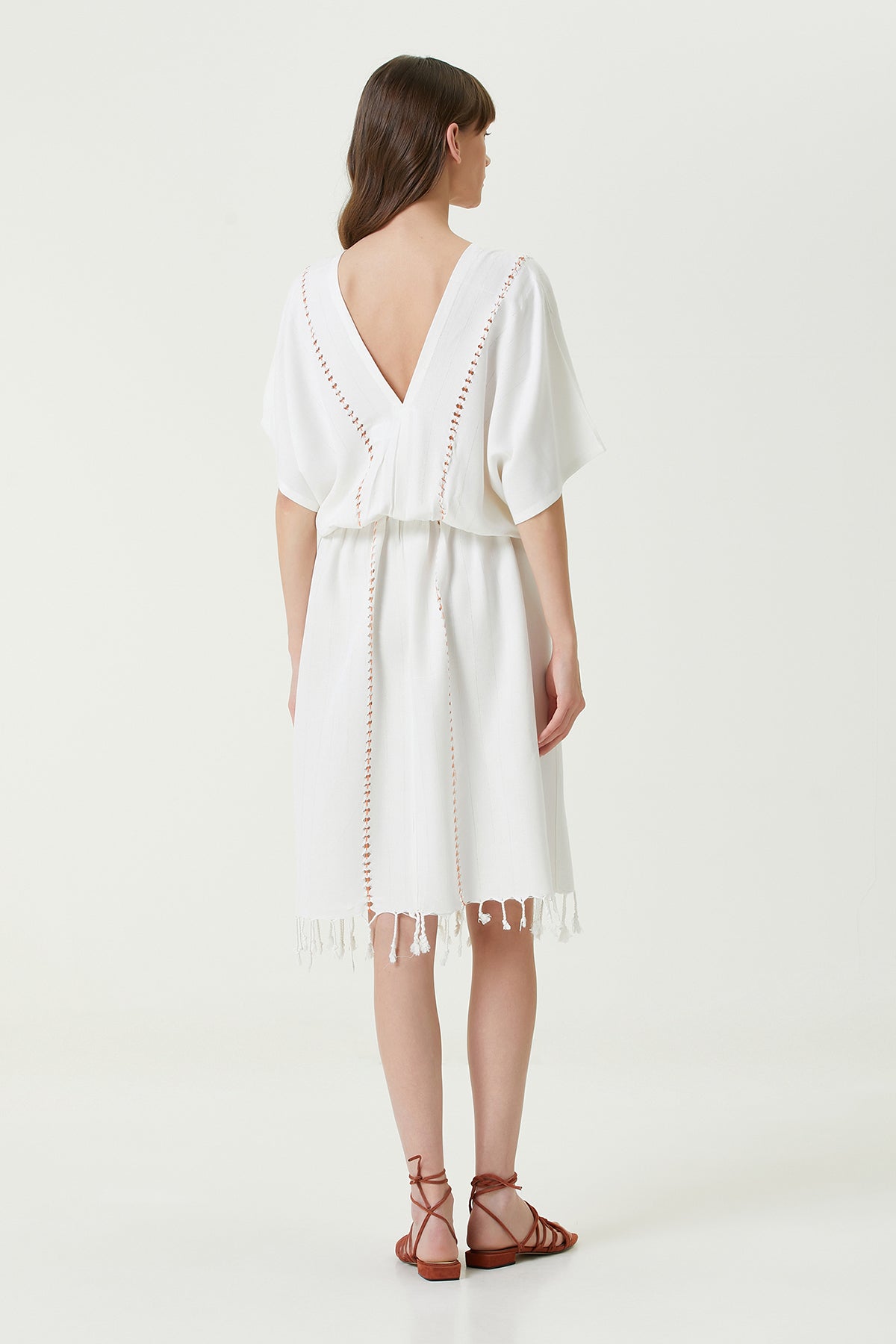 Irya-Serene Uzun Plaj Elbisesi Turuncu Örgü Ajur-Elbise-5-Milagron.com