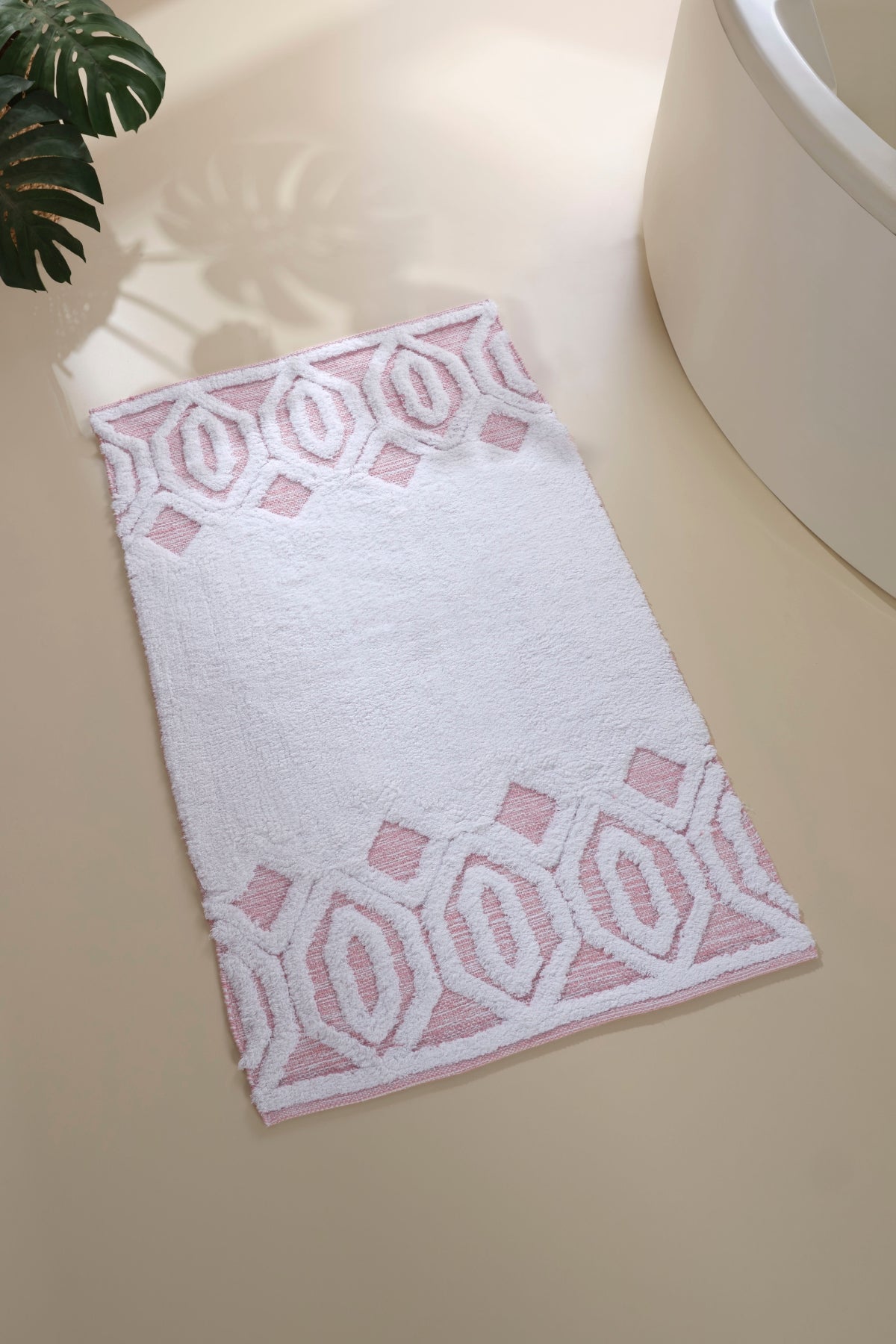 Irya-Sherry Tekli Banyo Paspası %100 Pamuk 70x110 Pembe-Paspas-1-Milagron.com