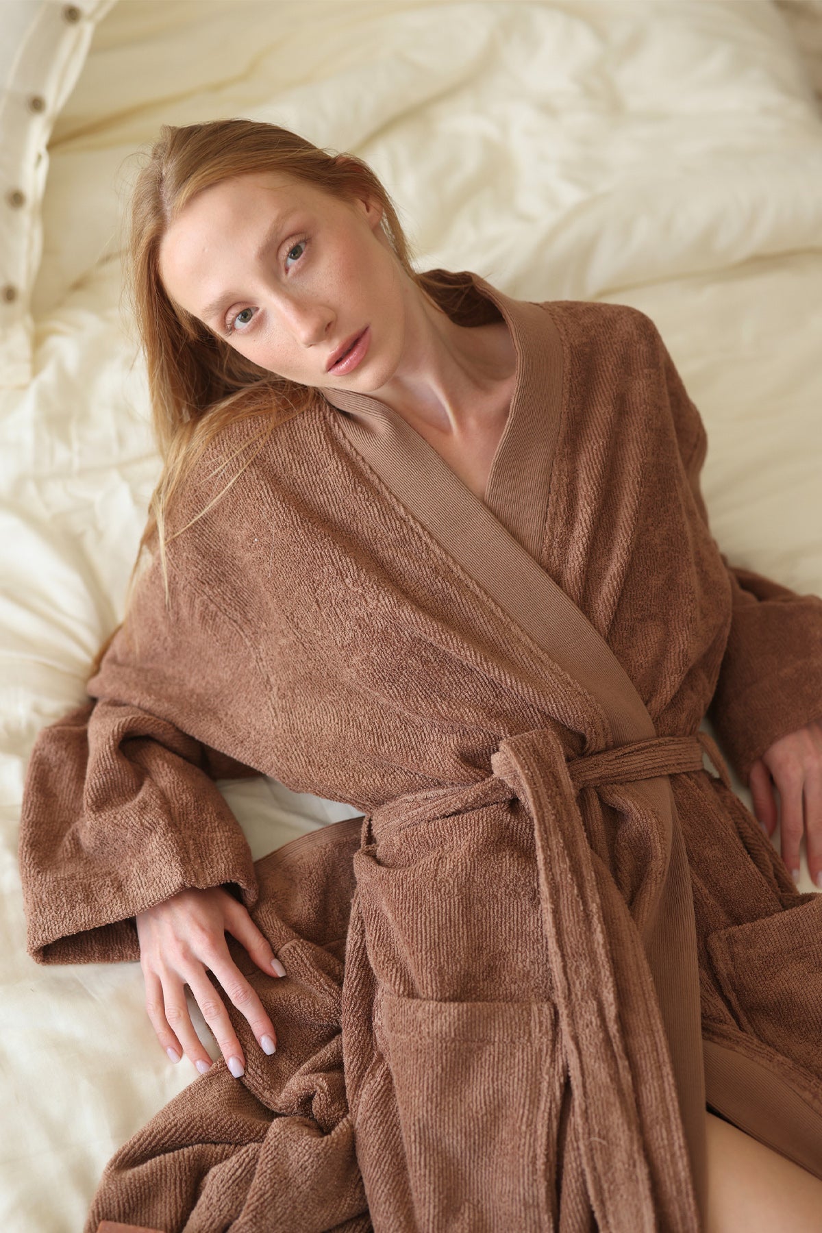 Irya-Solena %100 Pamuk Kadın Bornoz Mocha-Bornoz-2-Milagron.com