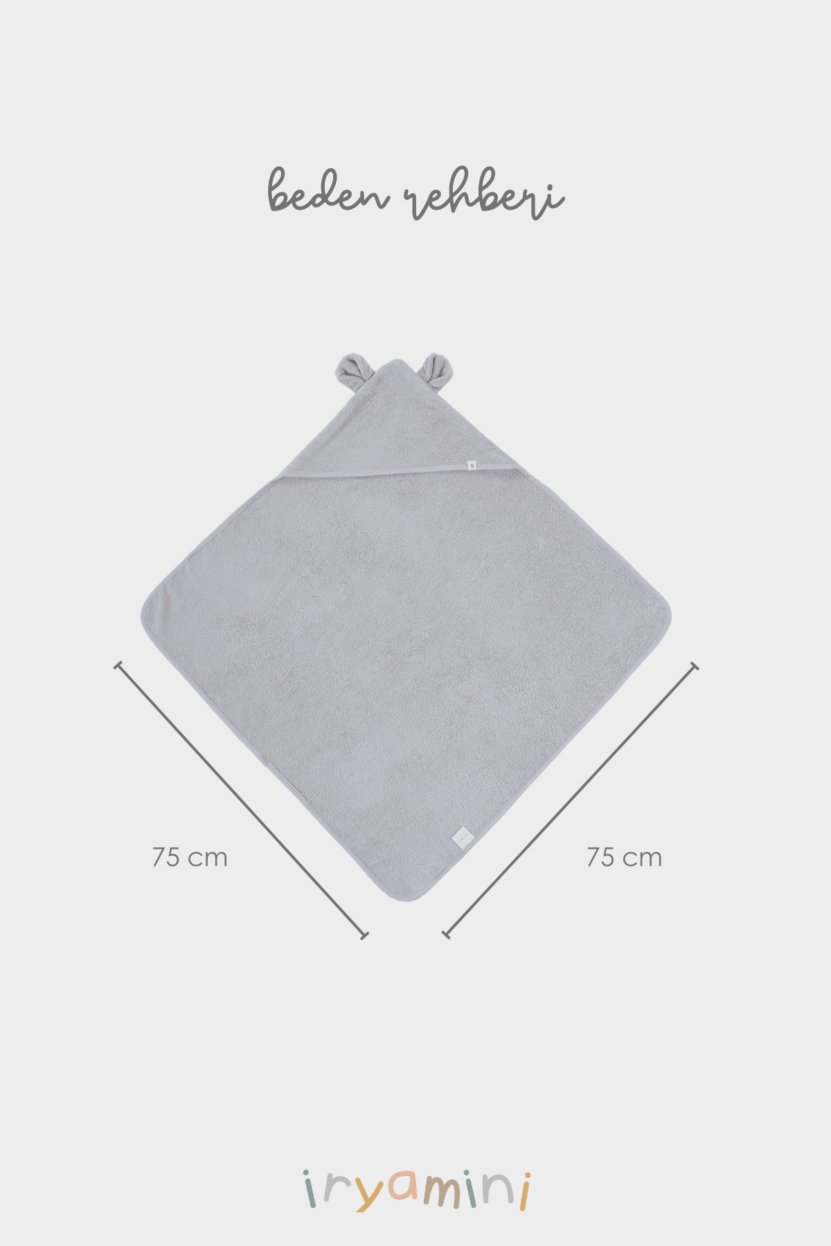 Irya-Tiny Bear Organik Pamuk Bebek Kundak Gri 75x75-Havlu & Peştamal-6-Milagron.com