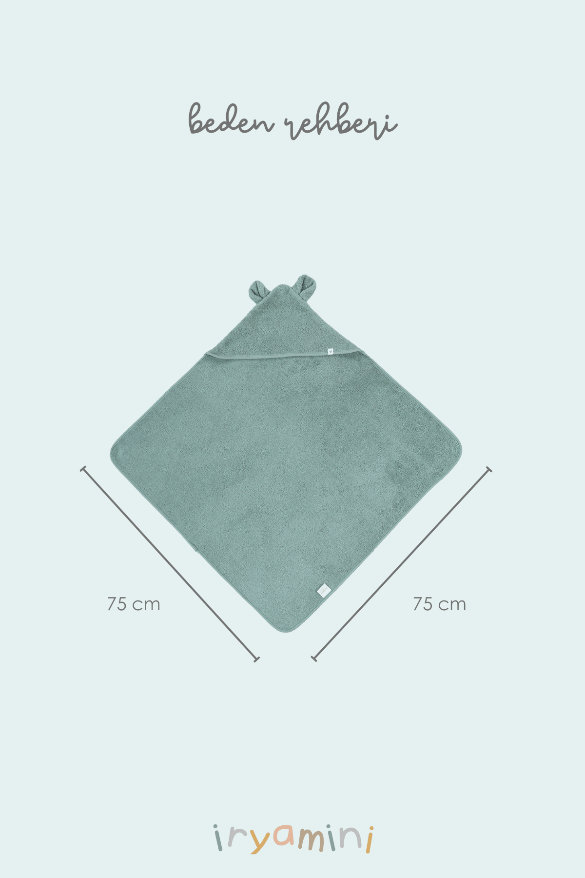 Irya-Tiny Bear Organik Pamuk Bebek Kundak Mint 75x75-Havlu & Peştamal-5-Milagron.com