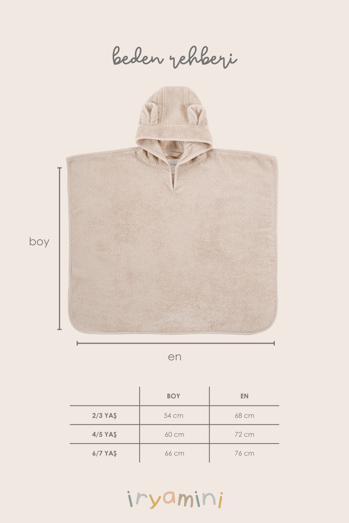 Irya-Tiny Bear Organik Pamuk Çocuk Panço Bej-Havlu & Peştamal-5-Milagron.com