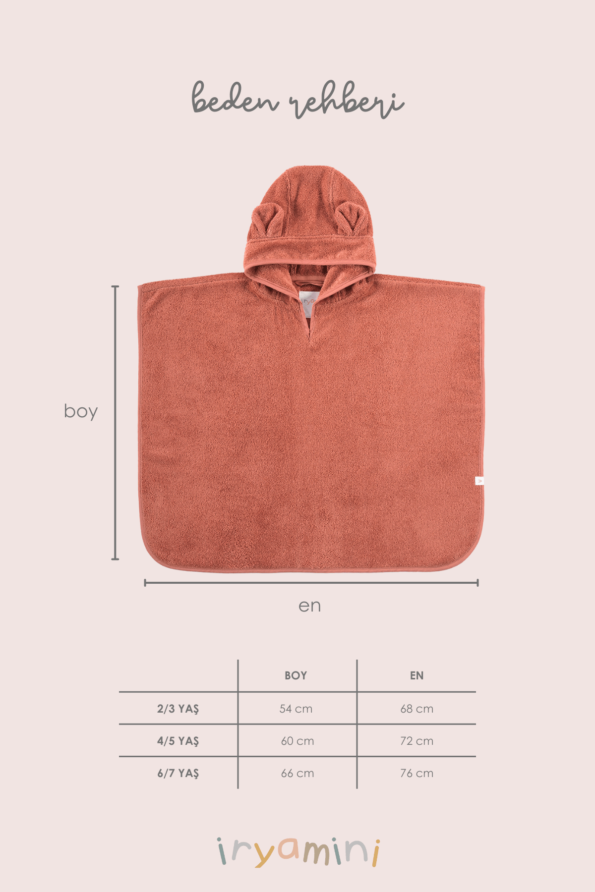 Irya-Tiny Bear Organik Pamuk Çocuk Panço Kiremit-Havlu & Peştamal-5-Milagron.com