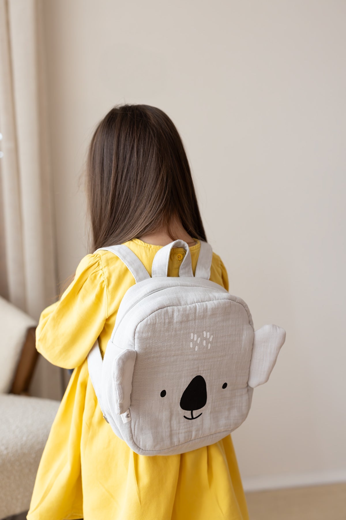Irya-Tiny Koala Organik Pamuk Müslin Çocuk Çantası Gri-Bez Çanta-1-Milagron.com