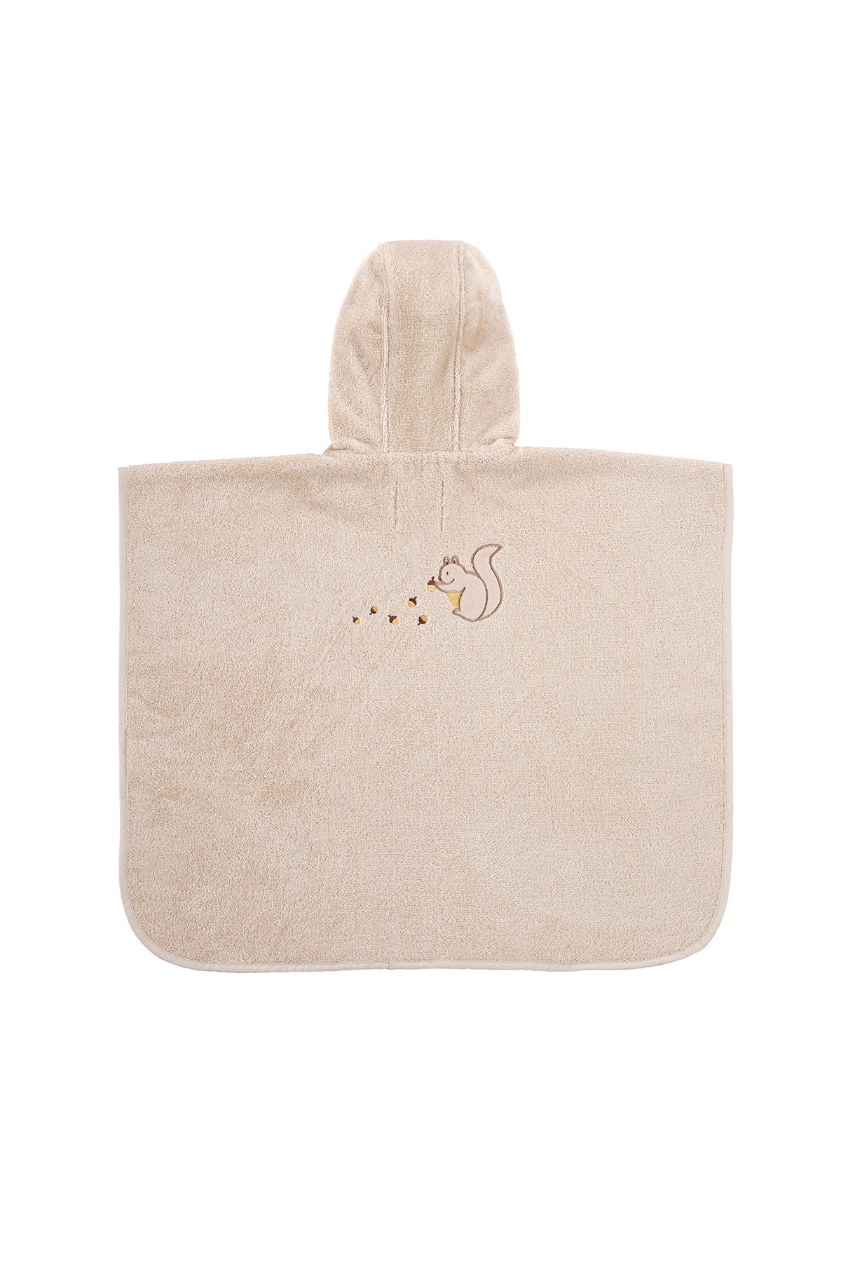 Irya-Tiny Squirrel Organik Pamuk Nakışlı Çocuk Panço Bej-Havlu & Peştamal-3-Milagron.com