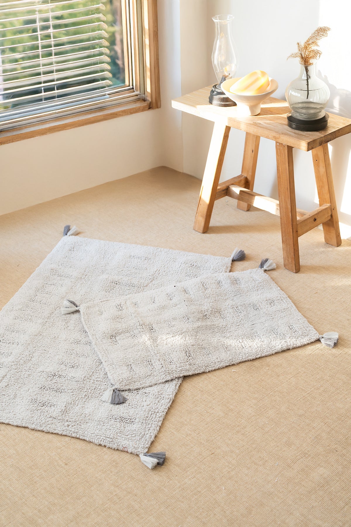 İRYA-Togo 2’li Takım Banyo Paspası %100 Pamuk 40x60 + 60x90 Gri-Banyo Paspası-1-Milagron.com