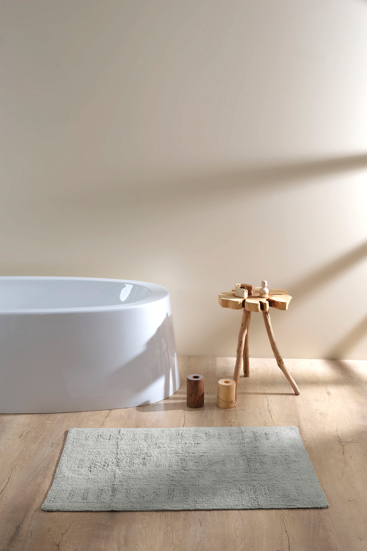 Irya-Togo Tekli Banyo Paspası %100 Pamuk 70x110 Gri-Paspas-1-Milagron.com