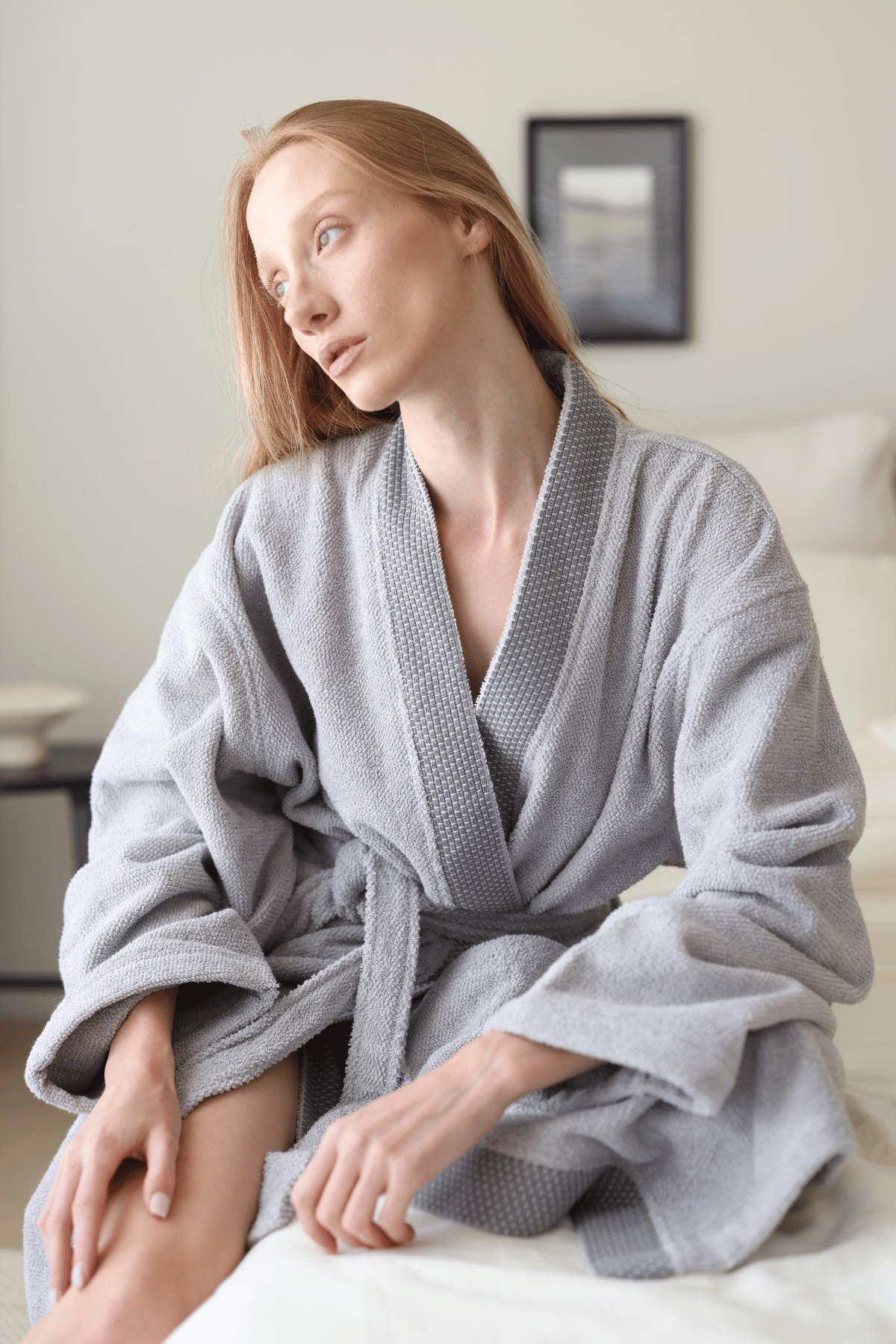 Irya-Travertine %100 Pamuk Kadın Bornoz Gri-Bornoz-3-Milagron.com