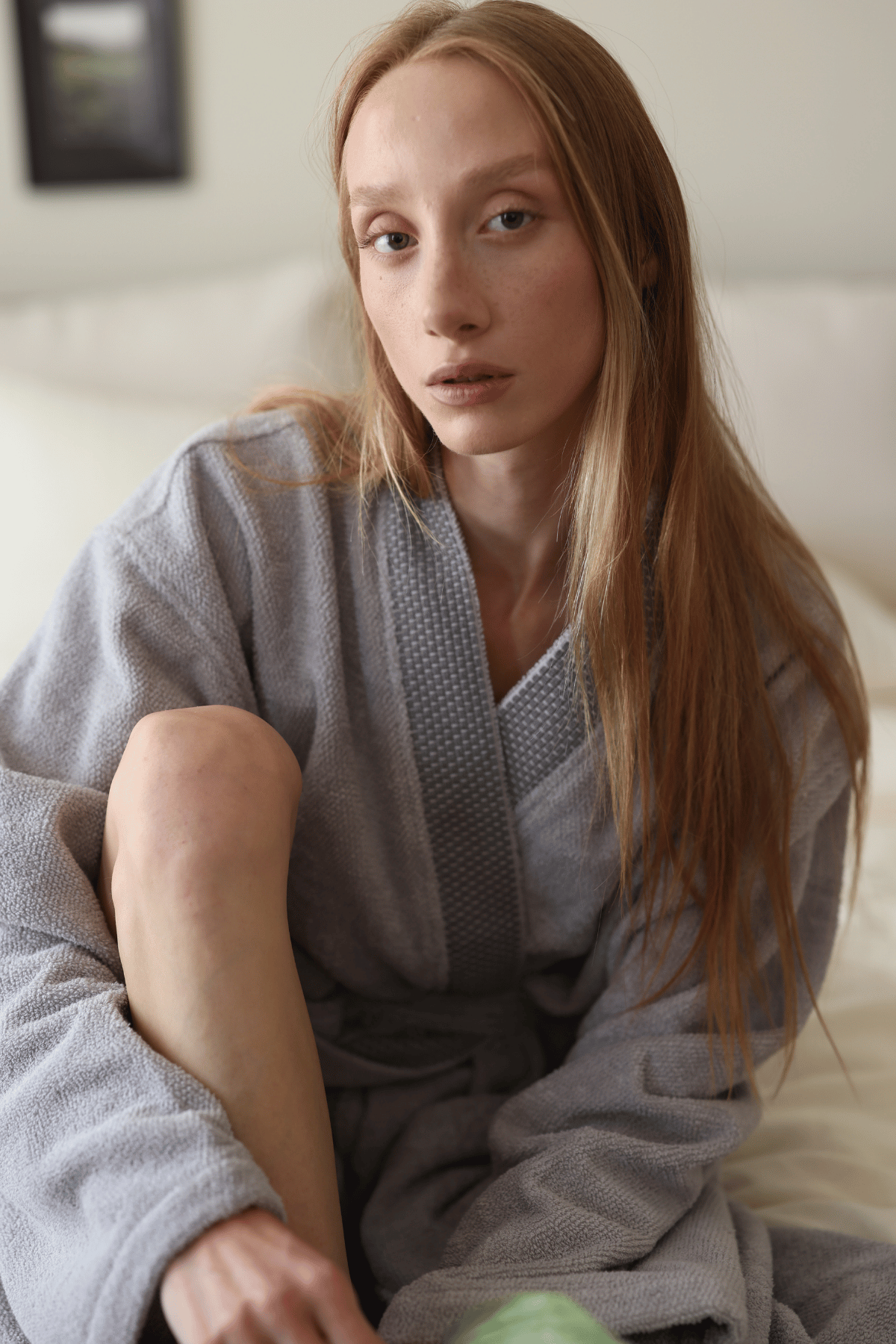 Irya-Travertine %100 Pamuk Kadın Bornoz Gri-Bornoz-5-Milagron.com