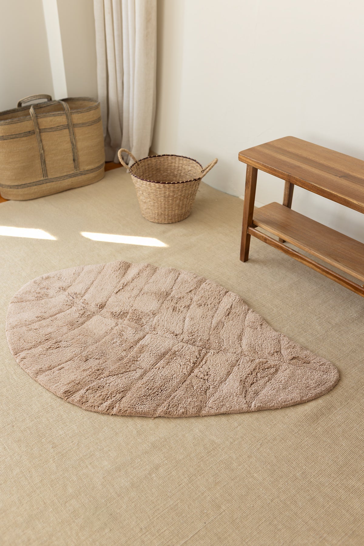 Irya-Tropic Tekli Banyo Paspası %100 Pamuk 70x110 Bej-Paspas-9-Milagron.com