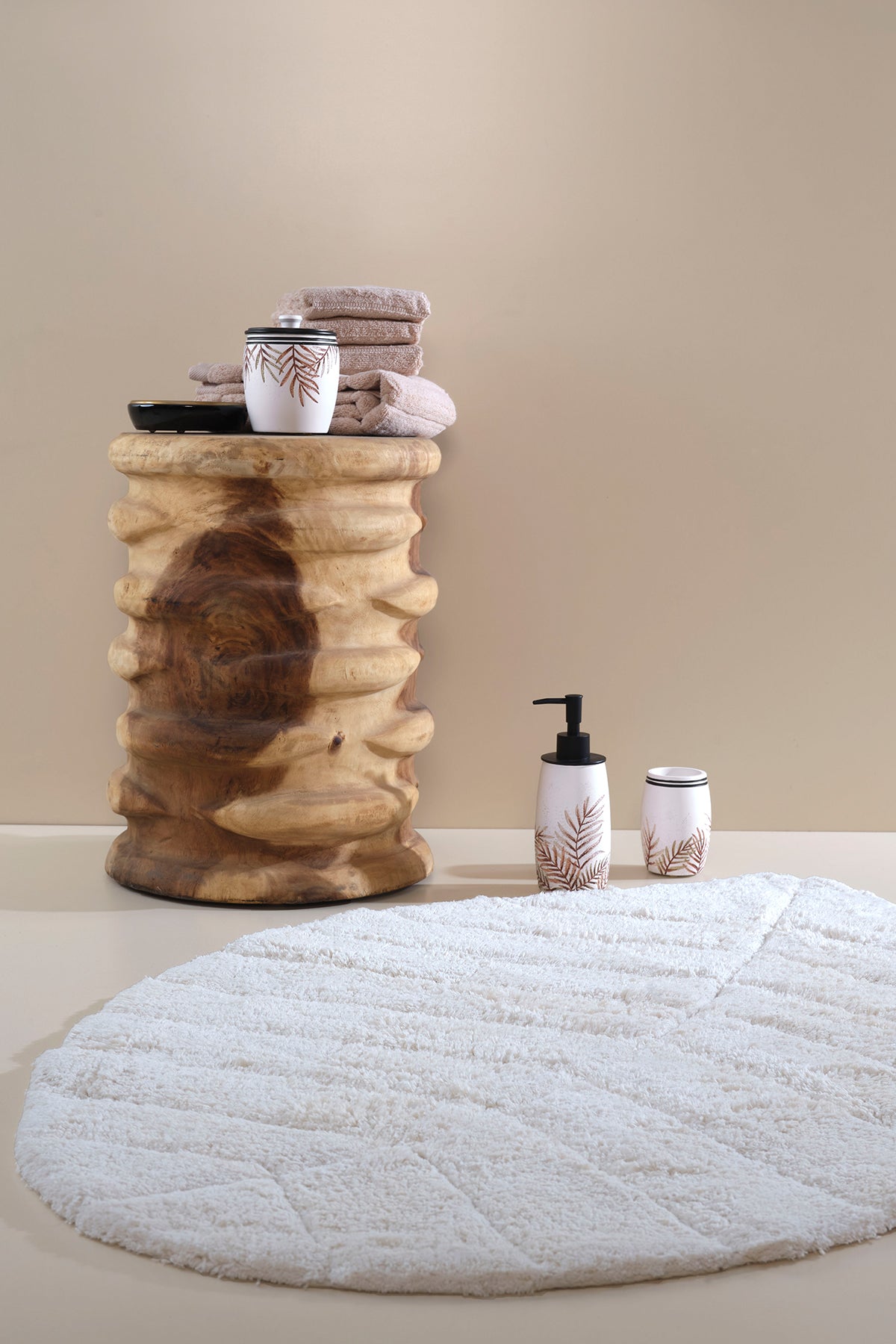 Irya-Tropic Tekli Banyo Paspası %100 Pamuk 70x110 Ekru-Paspas-12-Milagron.com