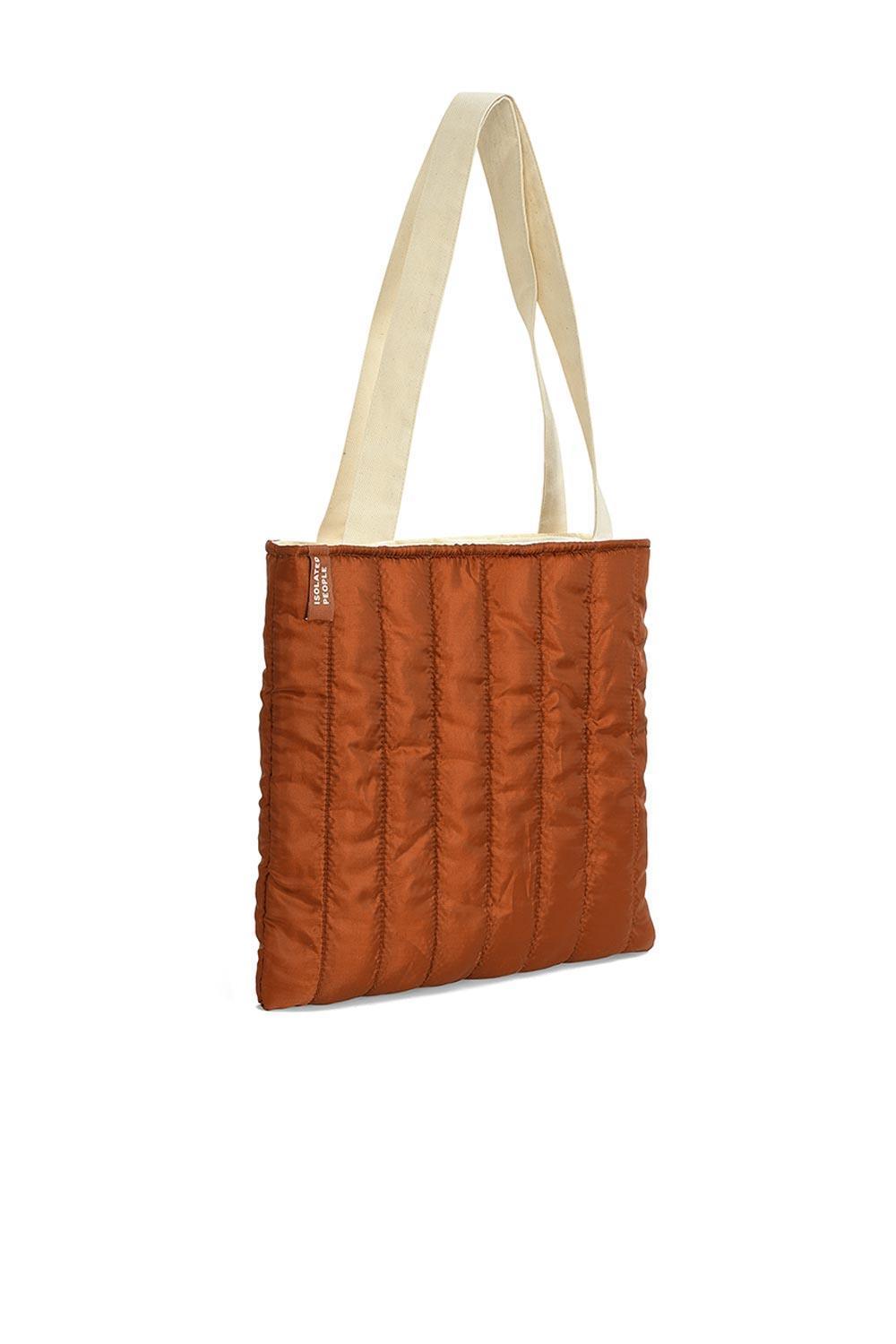 Isolated People-Brick Red Puffer Tote Bag-Omuz Çantası-2-Milagron.com