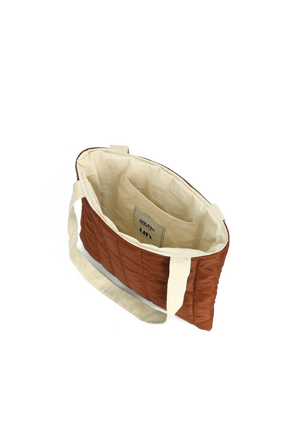 Isolated People-Brick Red Puffer Tote Bag-Omuz Çantası-3-Milagron.com