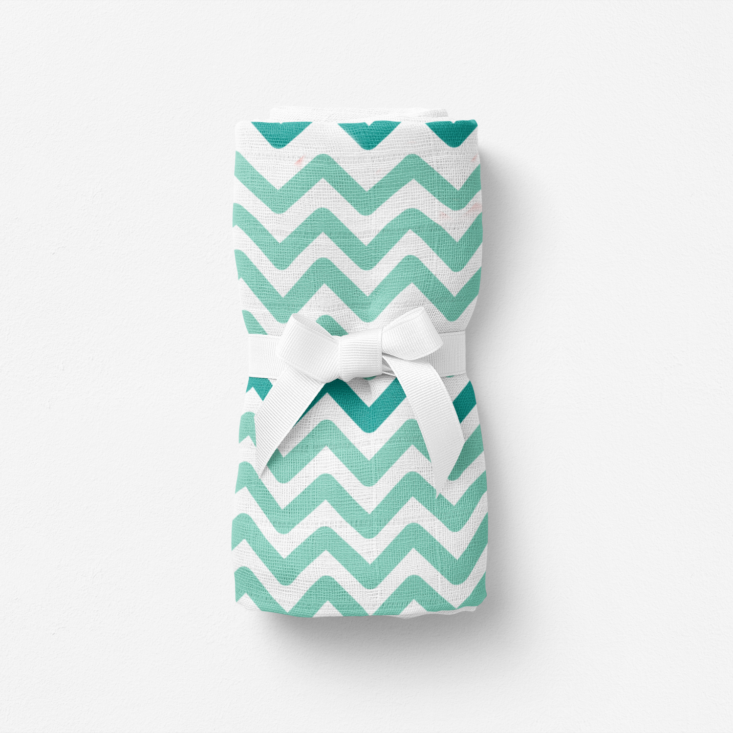 Big Flower Mint Zigzag Müslin Bebek Örtüsü - 70X70Cm