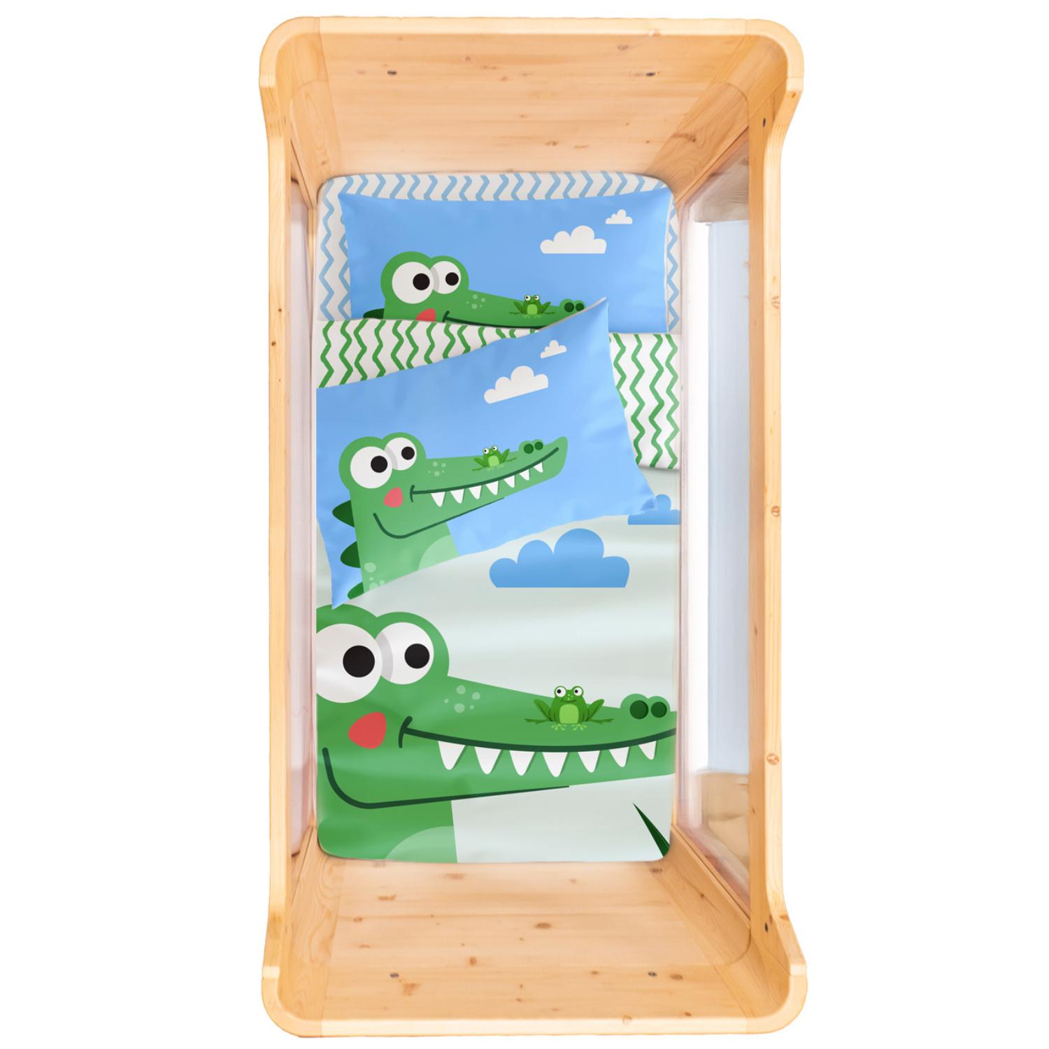 Croc-A-Dream Çift Taraflı Pamuk Saten Çok Renkli Bebek Nevresim Seti 100X150Cm