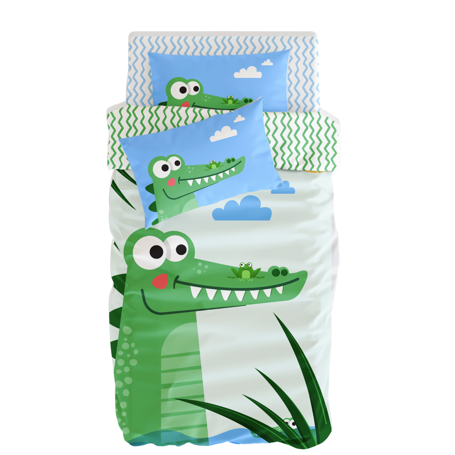Croc-A-Dream Çift Taraflı Pamuk Saten Çok Renkli Çocuk Nevresim Seti 140X200Cm