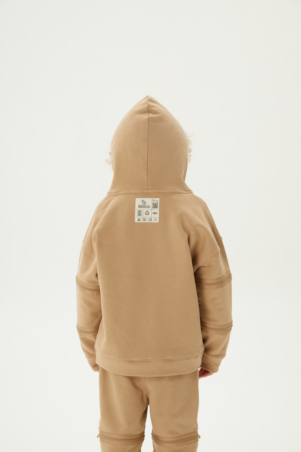 JayJayJumpie-3'ü Bir Arada Dönüşebilir Hoodie Çıkarılabilir Dirsek Parçalı Kapüşonlu Çocuk Sweatshirt | Bej-Sweatshirts & Hoodies-5-Milagron.com