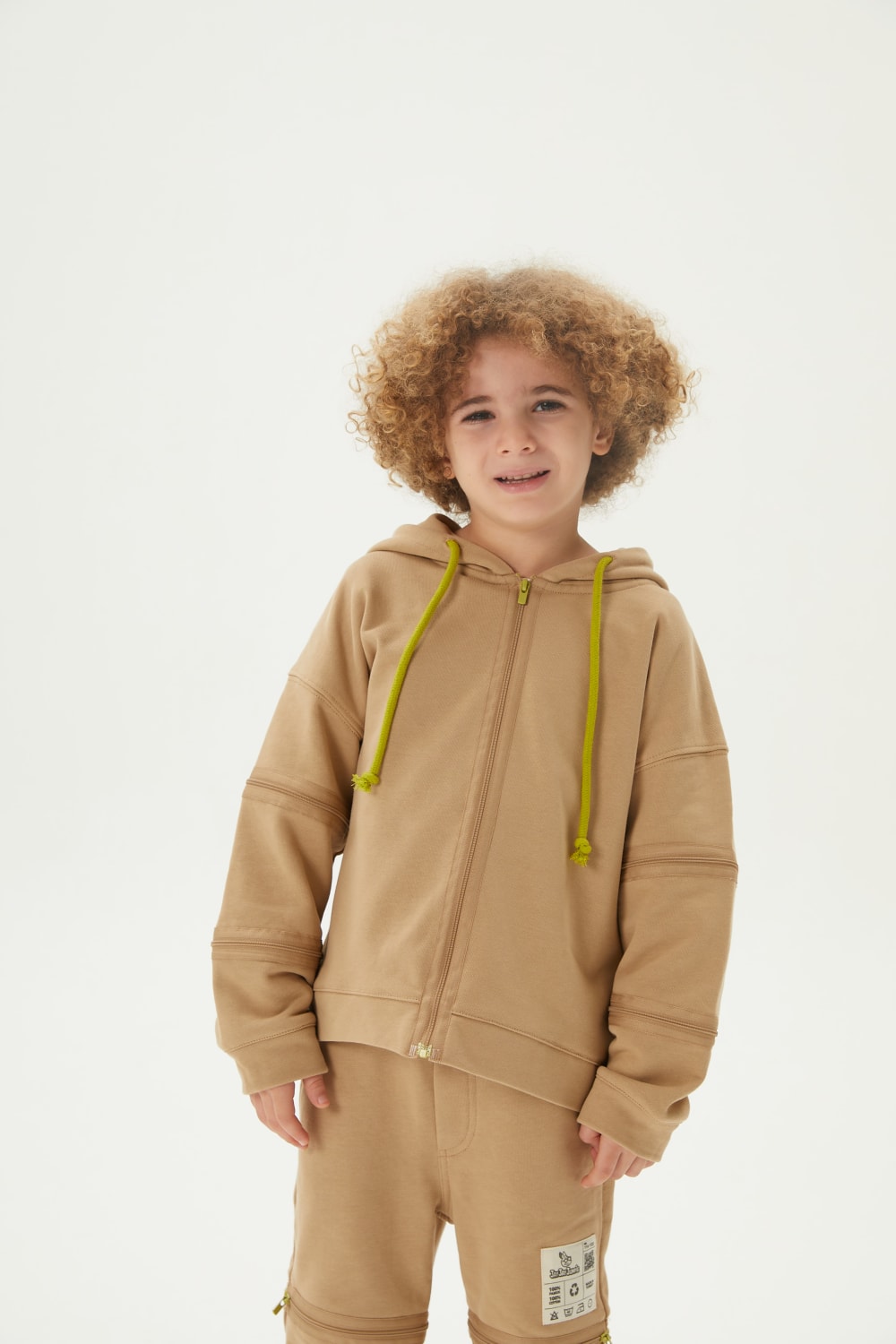 JayJayJumpie-3'ü Bir Arada Dönüşebilir Hoodie Çıkarılabilir Dirsek Parçalı Kapüşonlu Çocuk Sweatshirt | Bej-Sweatshirts & Hoodies-6-Milagron.com