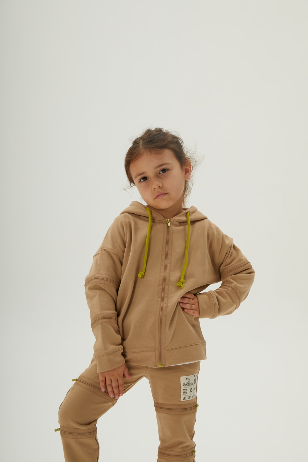 JayJayJumpie-3'ü Bir Arada Dönüşebilir Hoodie Çıkarılabilir Dirsek Parçalı Kapüşonlu Çocuk Sweatshirt | Bej-Sweatshirts & Hoodies-7-Milagron.com