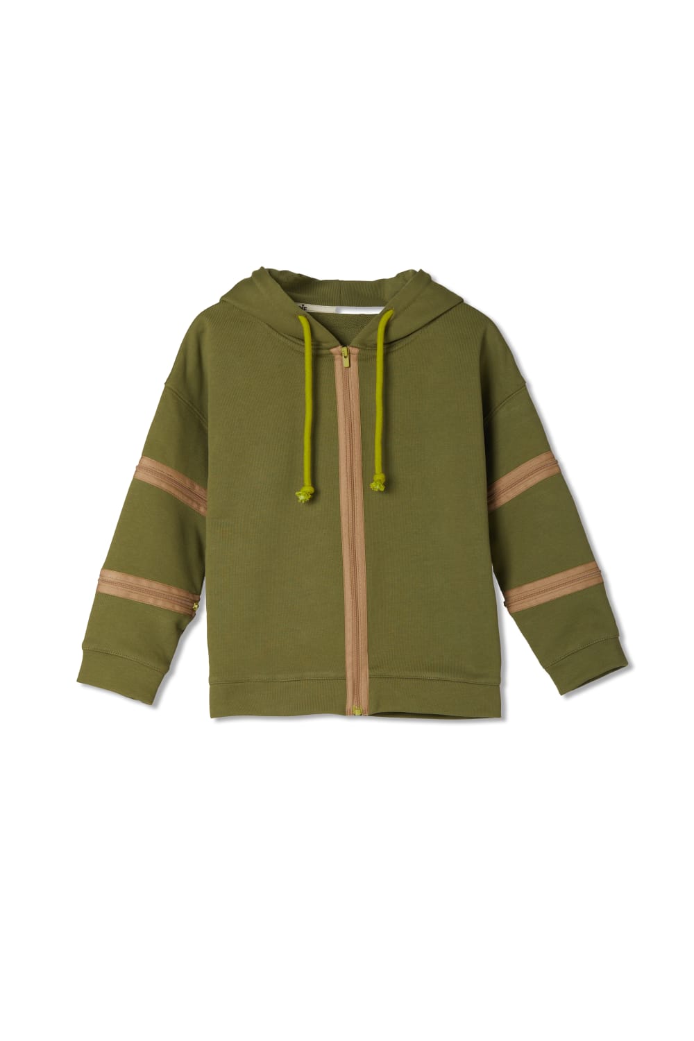JayJayJumpie-3'ü Bir Arada Dönüşebilir Hoodie Çıkarılabilir Dirsek Parçalı Kapüşonlu Çocuk Sweatshirt | Haki-Sweatshirts & Hoodies-1-Milagron.com