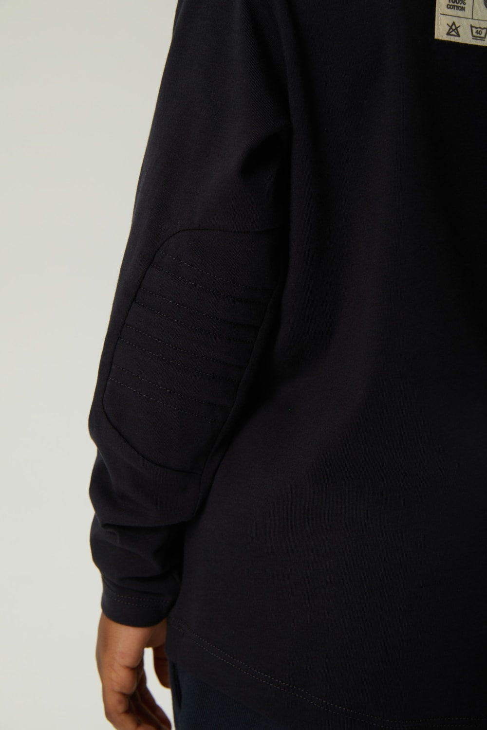 JayJayJumpie-Dirsek Pedli Pamuklu Uzun Kollu Tişört | Lacivert-T-Shirts-5-Milagron.com