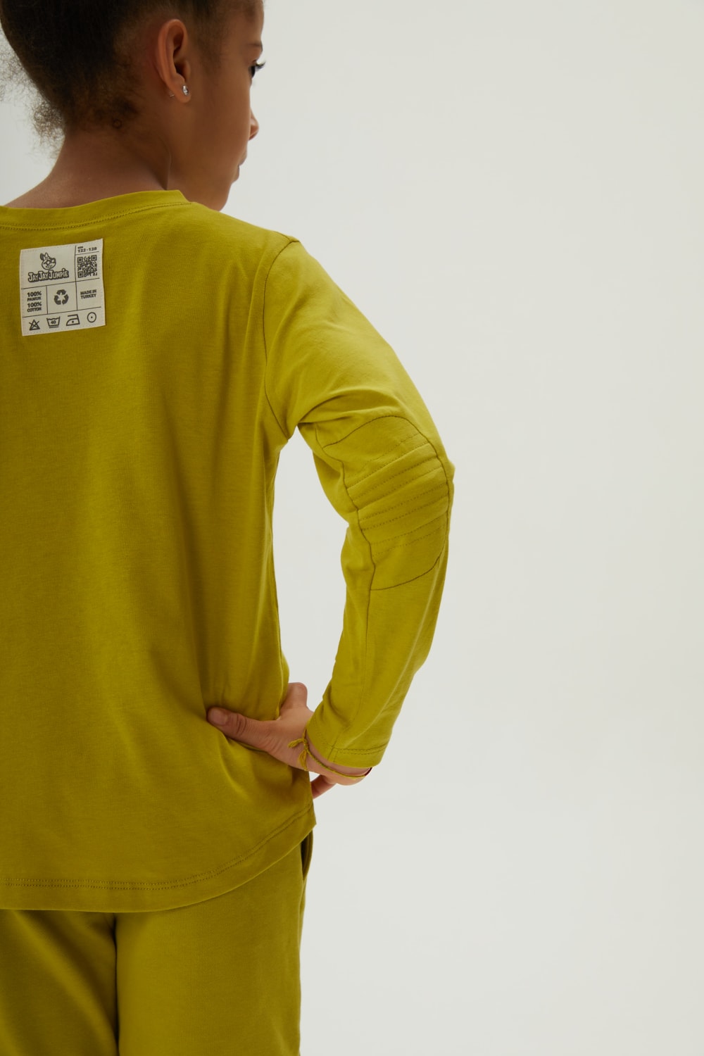 JayJayJumpie-Dirsek Pedli Pamuklu Uzun Kollu Tişört | Lime-T-Shirts-5-Milagron.com