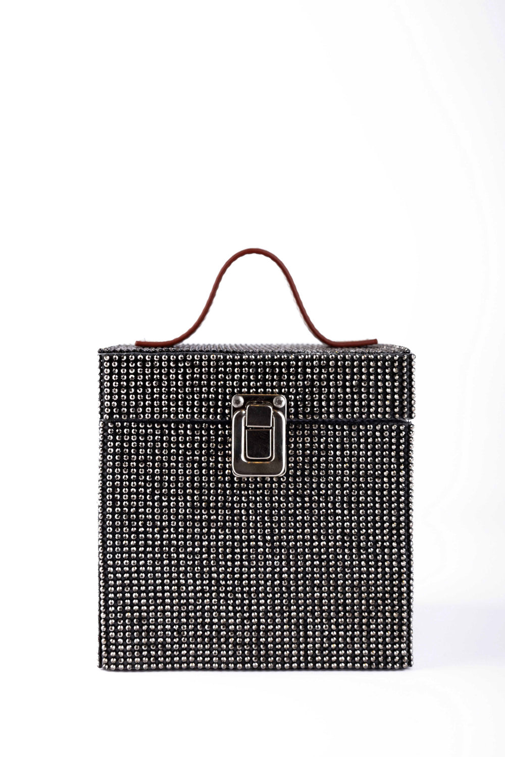 Jeloux-Black Crystal Akrilik Kristal Taşlı Makyaj Çantası 15cm X 15cm X 15cm-El Çantası-1-Milagron.com