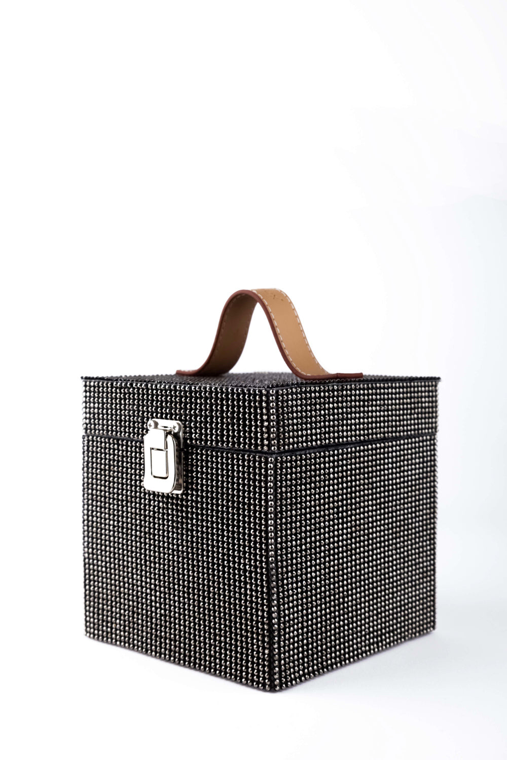 Jeloux-Black Crystal Akrilik Kristal Taşlı Makyaj Çantası 15cm X 15cm X 15cm-El Çantası-2-Milagron.com