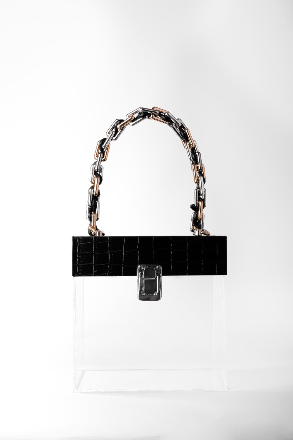 Jeloux-Jasper Akrilik Şeffaf Tasarım Makyaj Çantası 20cm X 10cm X 20cm-El Çantası-1-Milagron.com