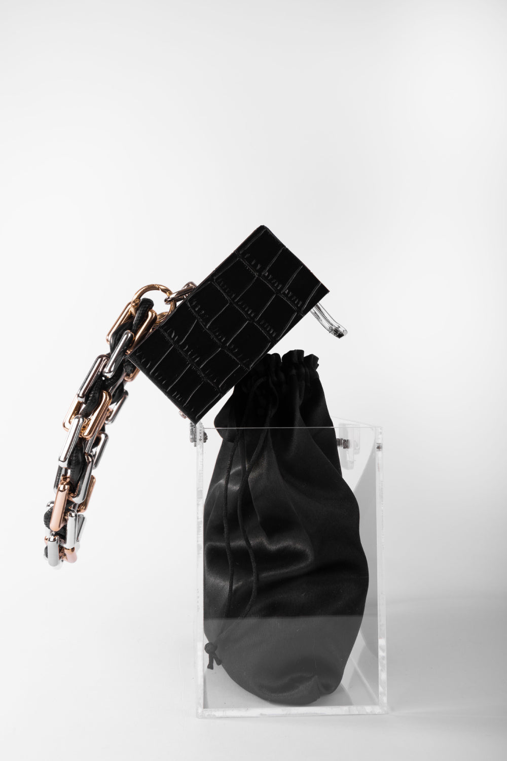 Jeloux-Jasper Akrilik Şeffaf Tasarım Makyaj Çantası 20cm X 10cm X 20cm-El Çantası-2-Milagron.com