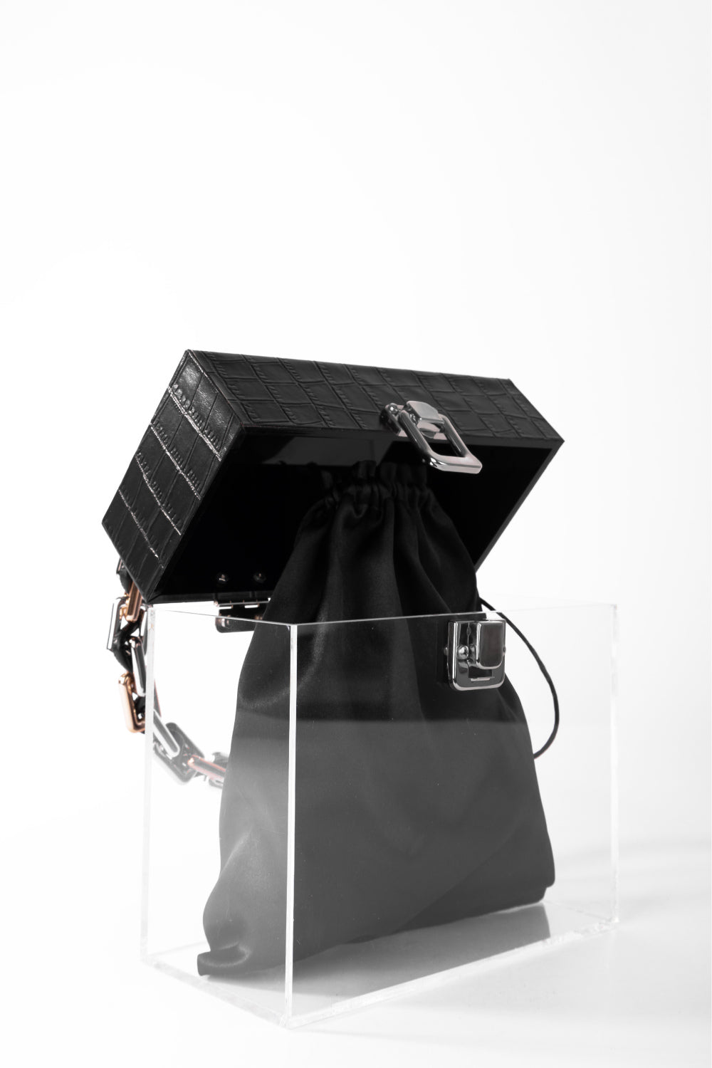 Jeloux-Jasper Akrilik Şeffaf Tasarım Makyaj Çantası 20cm X 10cm X 20cm-El Çantası-3-Milagron.com