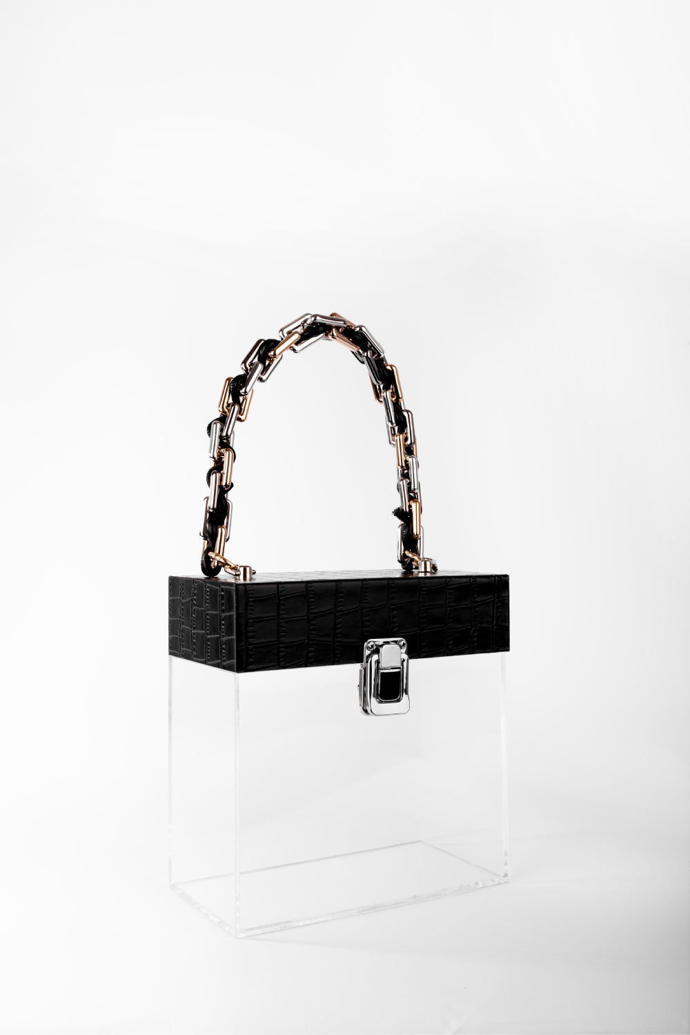 Jeloux-Jasper Akrilik Şeffaf Tasarım Makyaj Çantası 20cm X 10cm X 20cm-El Çantası-4-Milagron.com