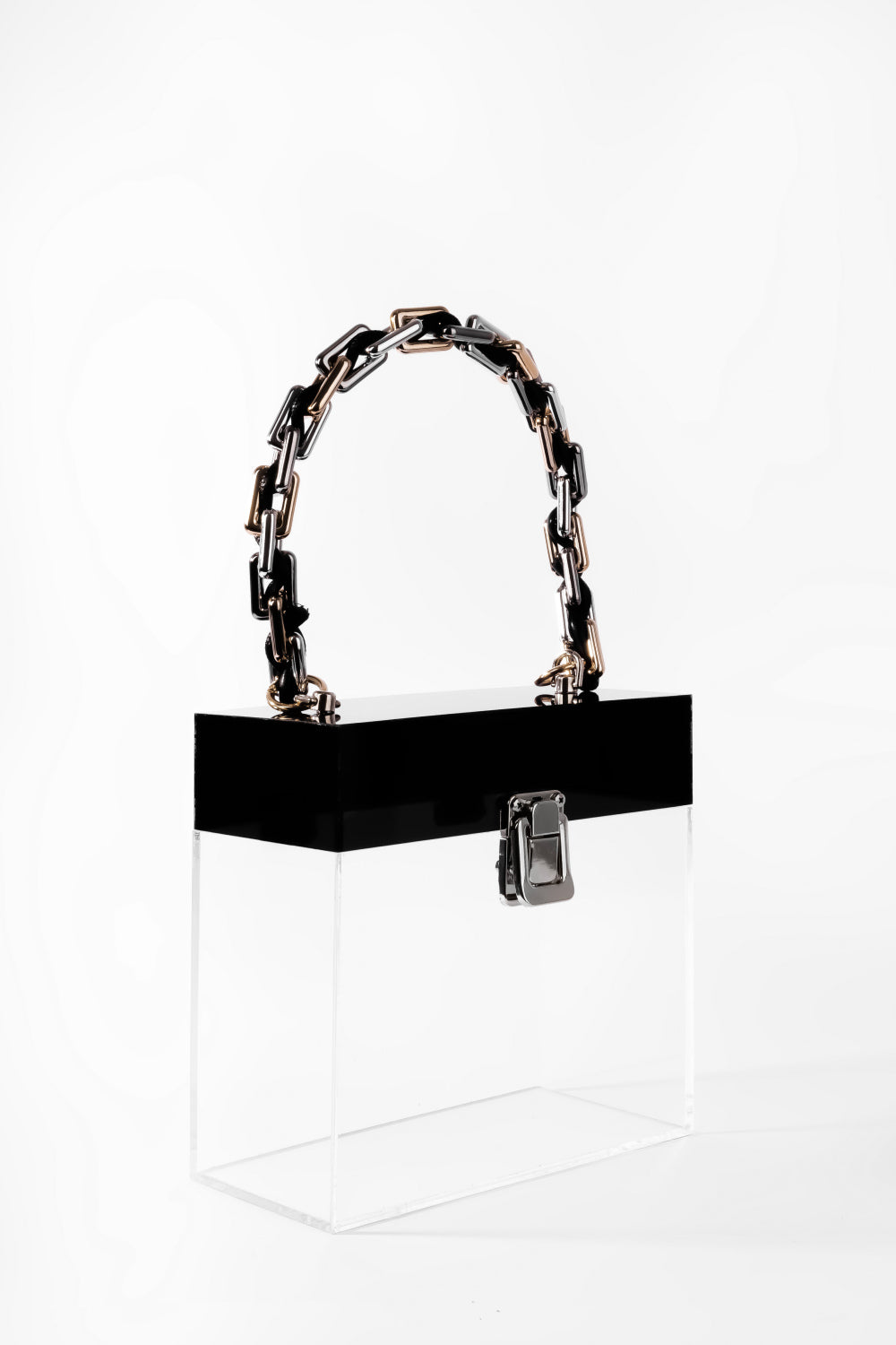 Jeloux-Lava Akrilik Şeffaf Tasarım Makyaj Çantası 20cm X 10cm X 20cm-El Çantası-3-Milagron.com