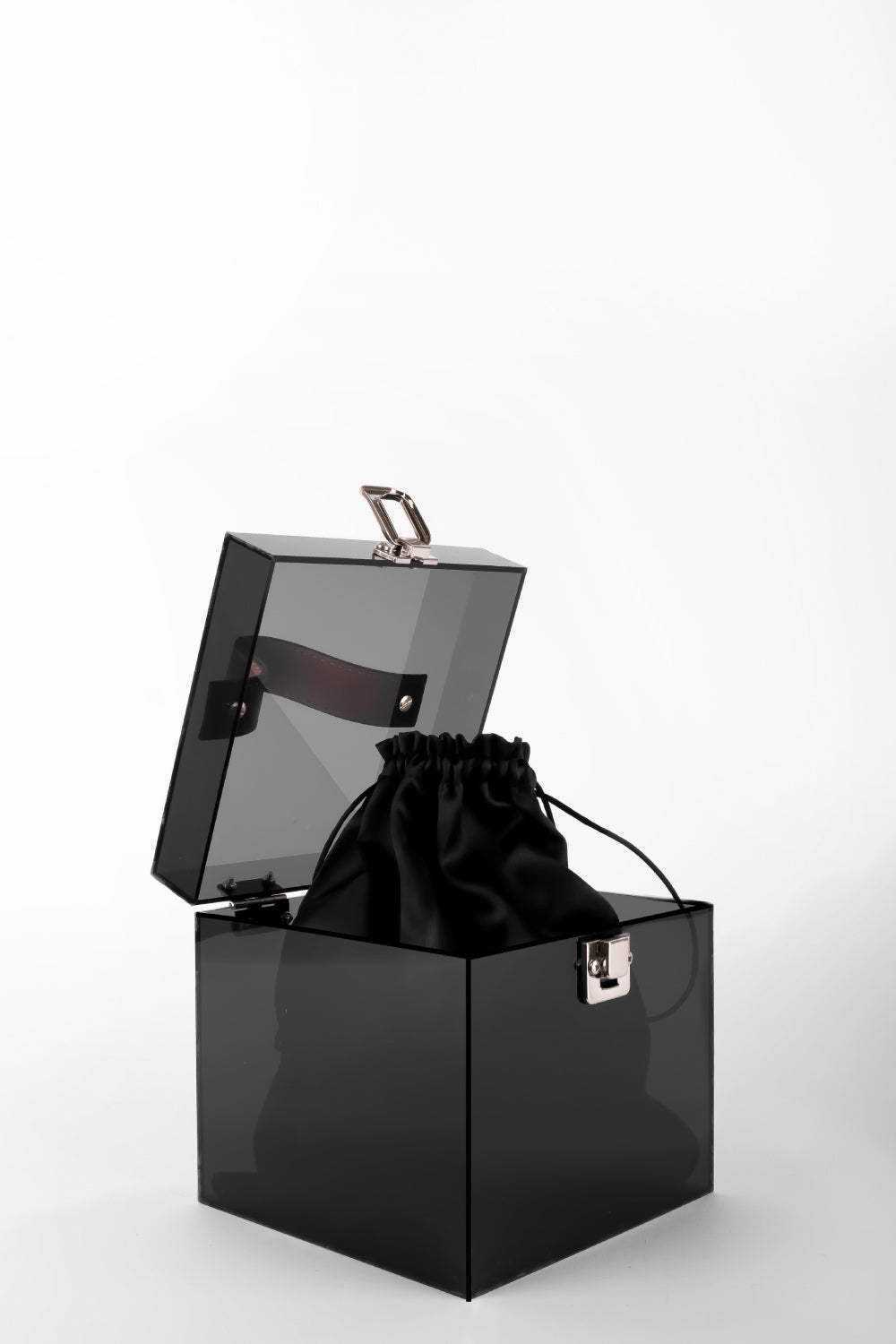 Jeloux-Onyx Akrilik Şeffaf Makyaj Çantası 15cm X 15cm X 15cm-El Çantası-3-Milagron.com