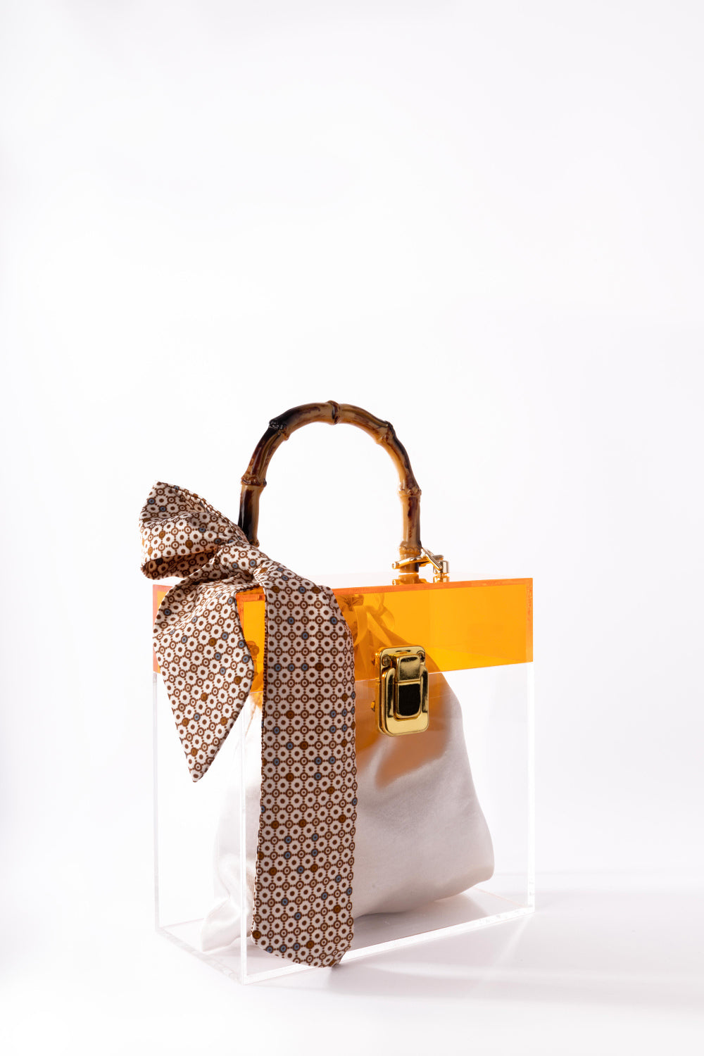 Jeloux-Sapphire Bamboo Akrilik Şeffaf Tasarım Makyaj Çantası 20cm X 10cm X 20cm-El Çantası-2-Milagron.com