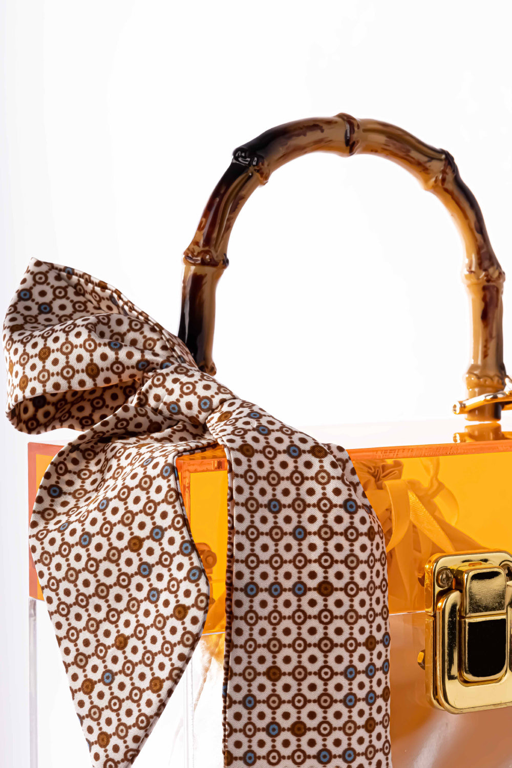 Jeloux-Sapphire Bamboo Akrilik Şeffaf Tasarım Makyaj Çantası 20cm X 10cm X 20cm-El Çantası-4-Milagron.com