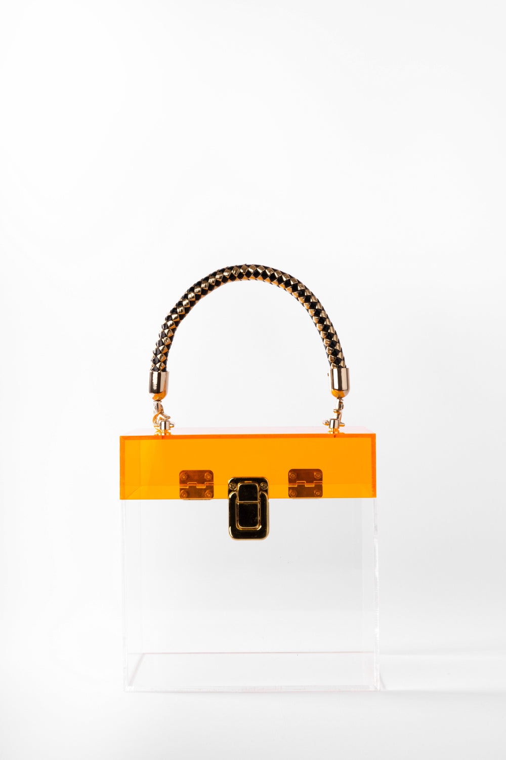 Jeloux-Sapphire Gold Akrilik Şeffaf Tasarım Makyaj Çantası 20cm X 10cm X 20cm-El Çantası-1-Milagron.com