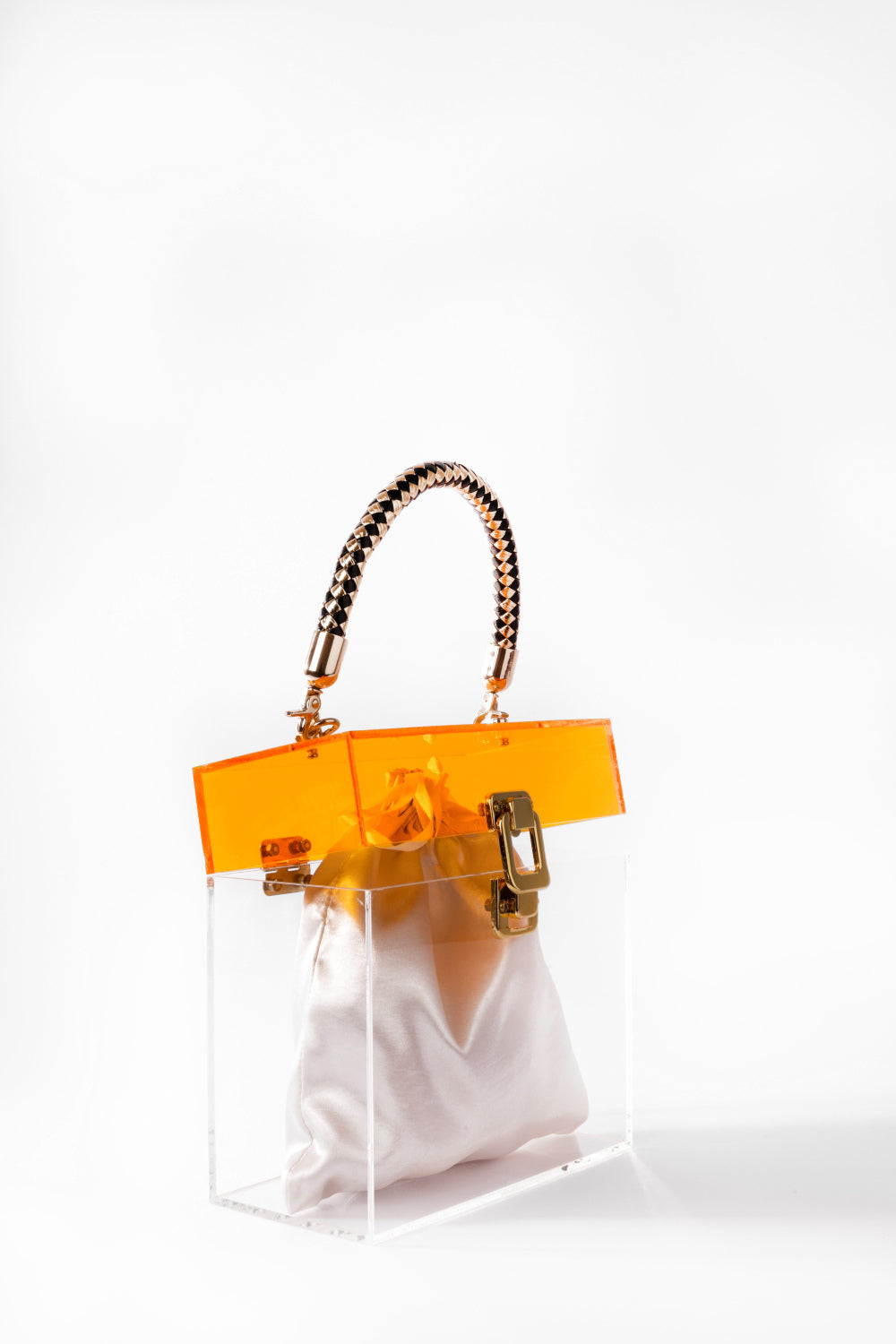 Jeloux-Sapphire Gold Akrilik Şeffaf Tasarım Makyaj Çantası 20cm X 10cm X 20cm-El Çantası-2-Milagron.com