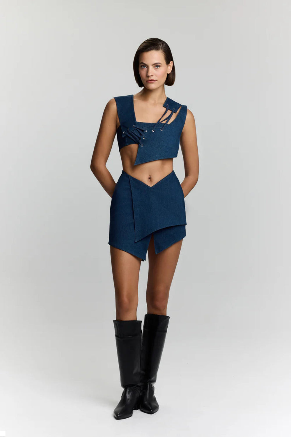 Jendue-Endless Line Denim Crop-Crop Top-2-Milagron.com