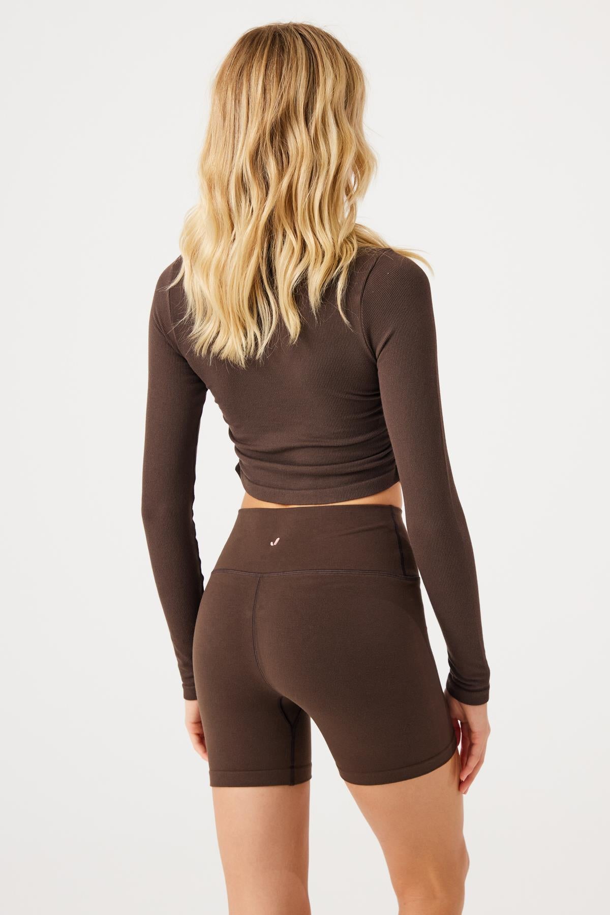 Jerf-Aura 7cm Modal Kısa Şort Koyu Kahve-Tayt-2-Milagron.com