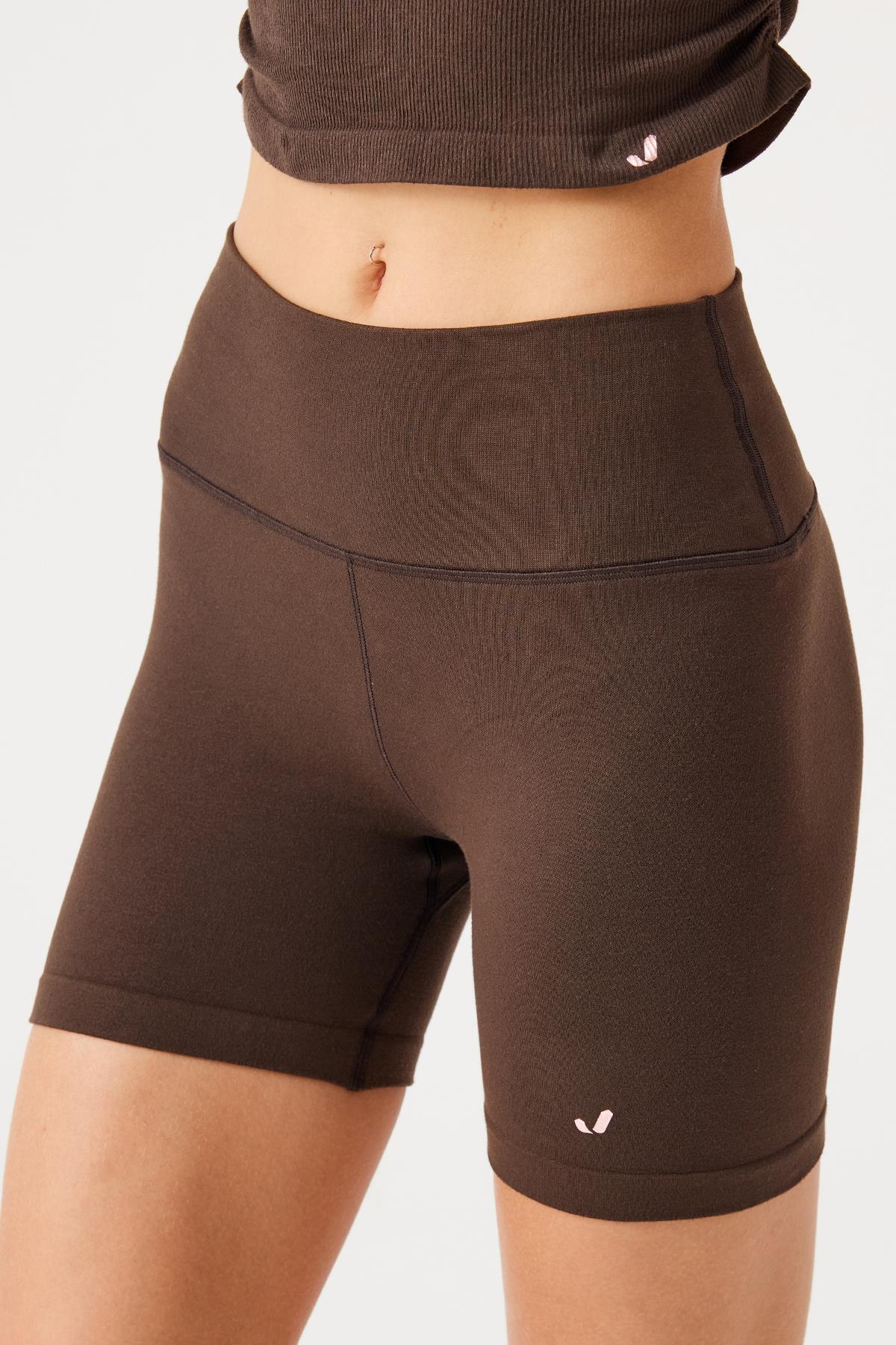Jerf-Aura 7cm Modal Kısa Şort Koyu Kahve-Tayt-4-Milagron.com