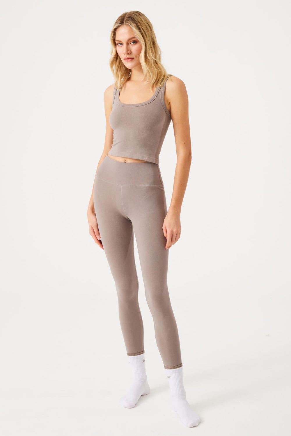 Jerf-Aura Yüksek Bel 7/8 Modal Tayt Açık Kahve-Tayt-1-Milagron.com