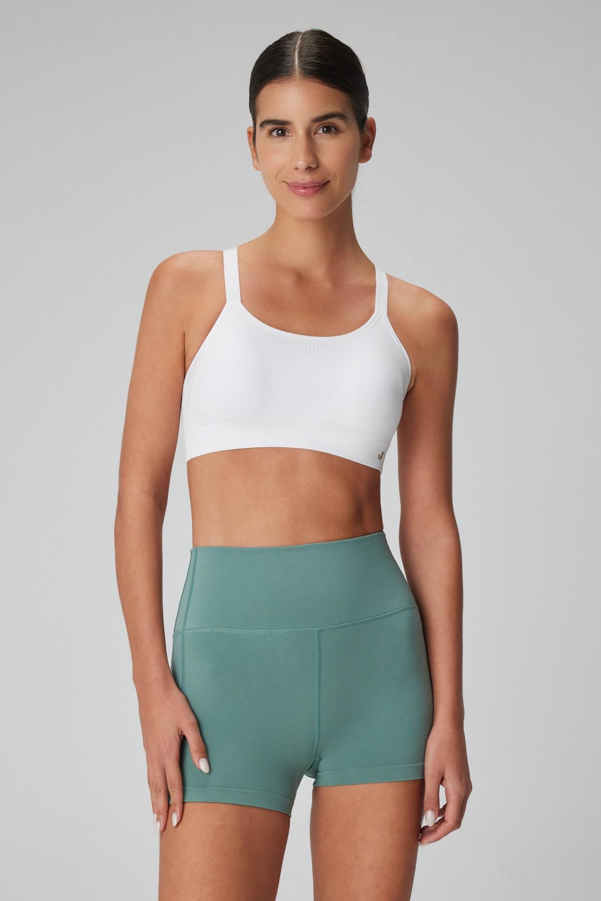 Jerf-Bauru Toparlayıcı, Sırt Çarpraz Askılı Kaplı Büstiyer Beyaz-Spor Sütyeni-3-Milagron.com