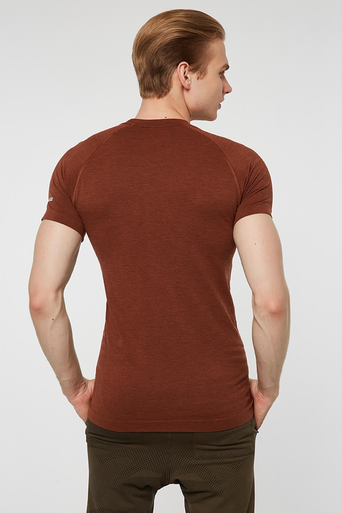 Jerf-Binic Melanj Efektli Regular Fit T Shirt Kahverengi-Tshirt-4-Milagron.com