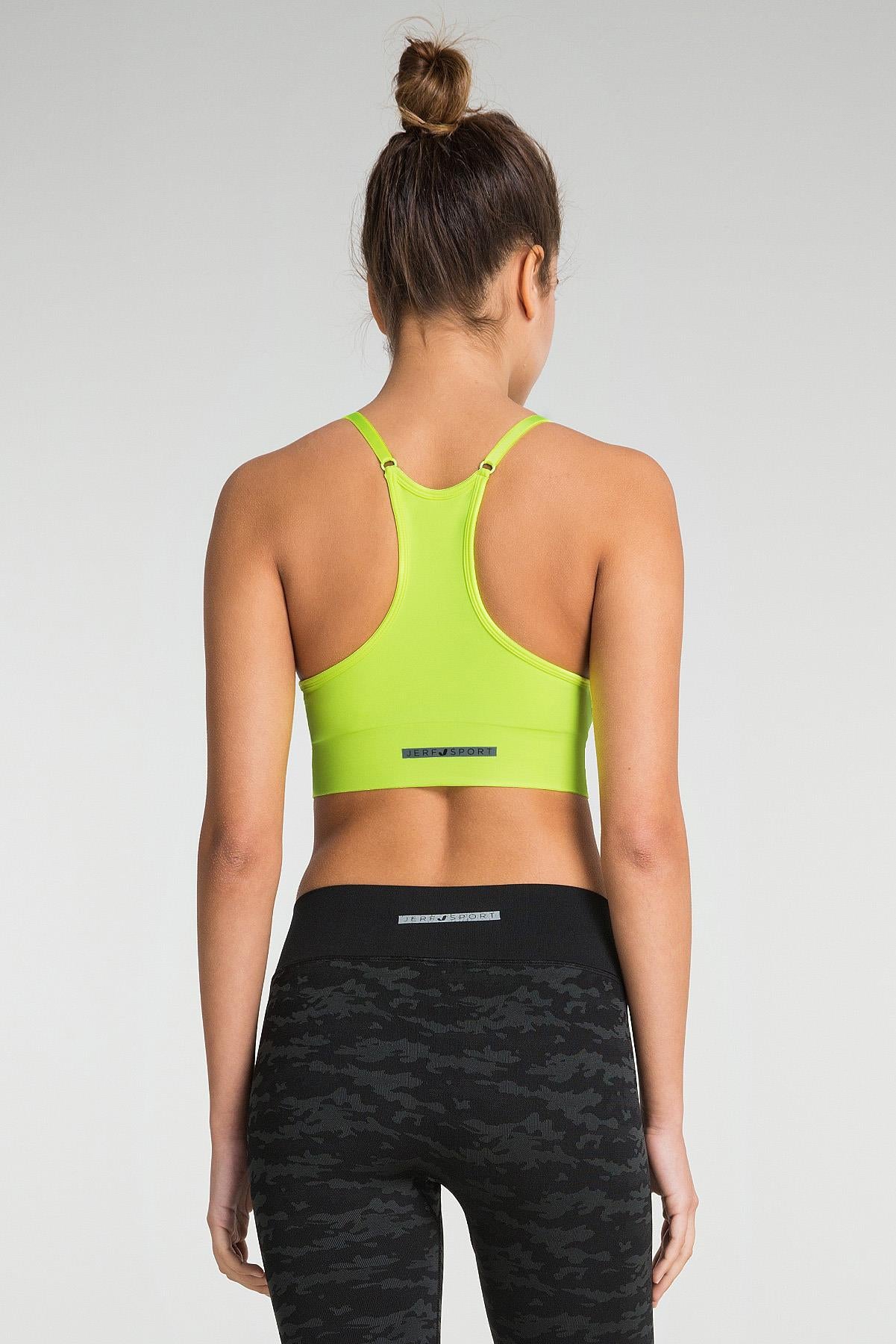 Jerf-Bluff Ayarlanabilir Askılı Kaplı Sporcu Sütyeni Neon Sarı-Spor Sütyeni-4-Milagron.com