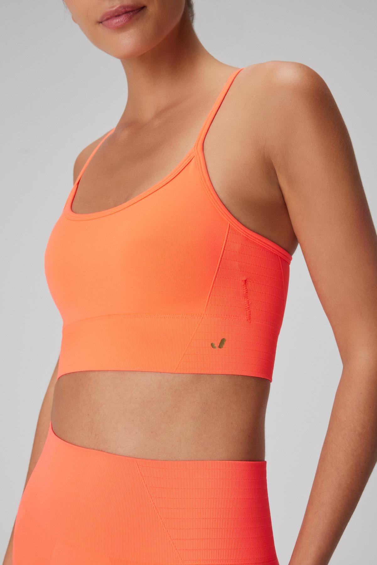 Jerf-Gela Ayar Askılı Sport Bra Neon Mercan-Spor Sütyeni-2-Milagron.com